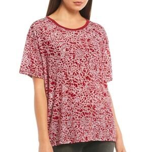 We The Free People Velvet Burnout Tee Short Sleeve Top Medium Large Red Berry